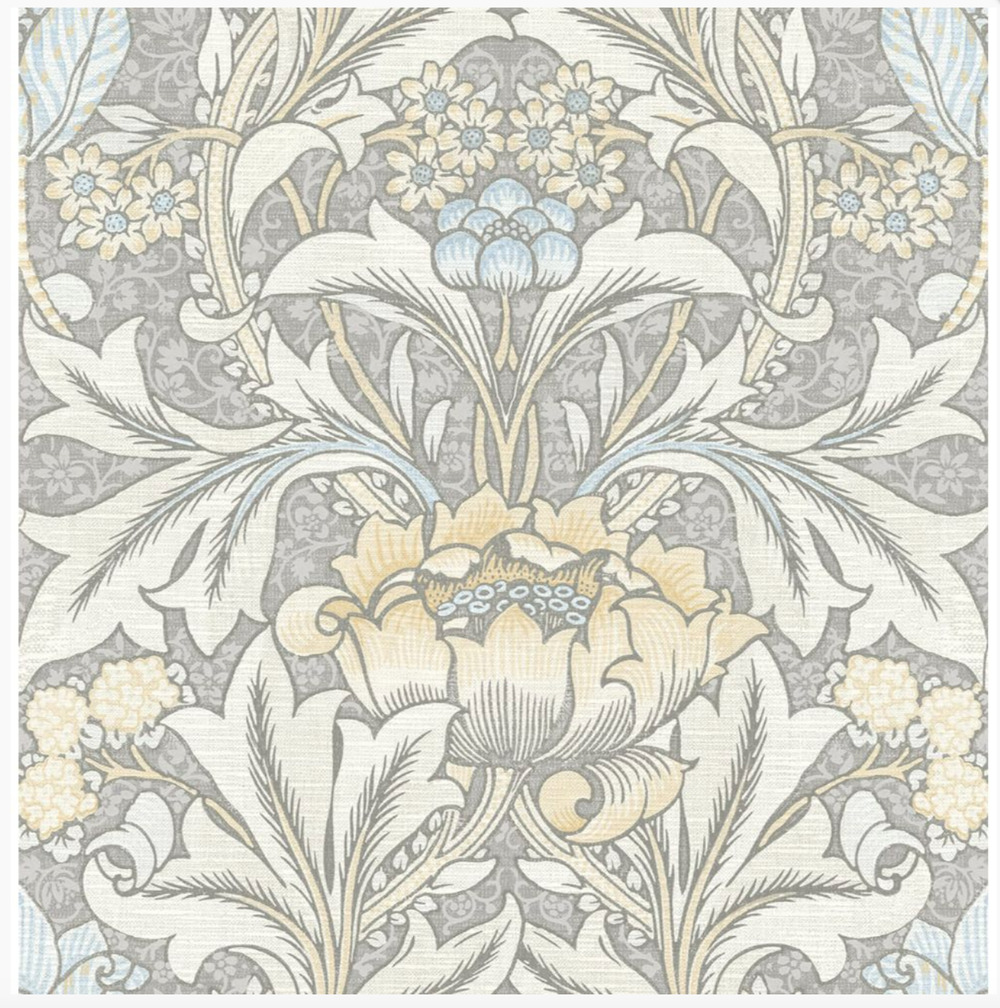 NextWall NW41508 Morris Flower Wallpaper in Daydream Grey & Pearl Blue NEW